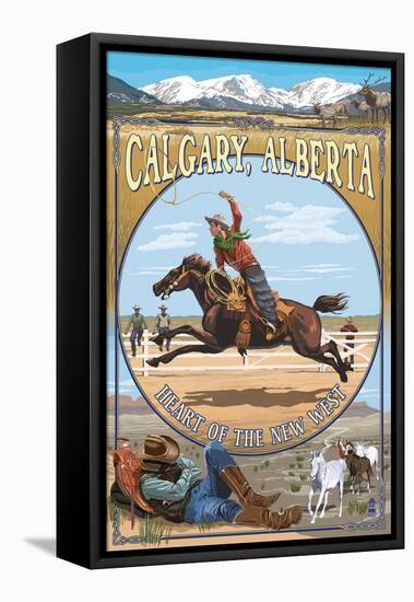 Calgary, Alberta, Canada - Heart of the New West-Lantern Press-Framed Stretched Canvas