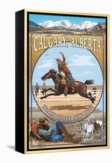 Calgary, Alberta, Canada - Heart of the New West-Lantern Press-Framed Stretched Canvas