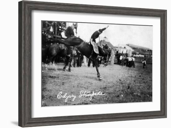 Calgary, Canada - Rodeo; Bucking Horse at the Stampede-Lantern Press-Framed Art Print