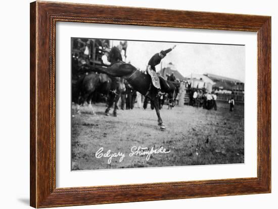 Calgary, Canada - Rodeo; Bucking Horse at the Stampede-Lantern Press-Framed Art Print