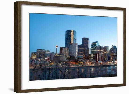 Calgary Skyline at Night-Jeff Whyte Photography-Framed Photographic Print