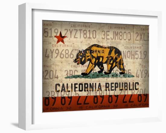 Cali State Flag License Plates-Design Turnpike-Framed Giclee Print