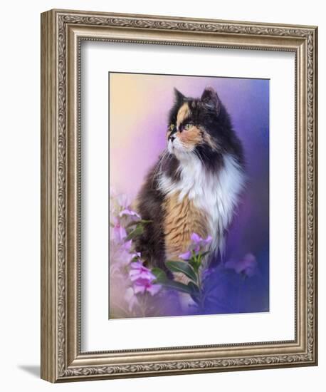 Calico Kitty in the Garden-Jai Johnson-Framed Giclee Print