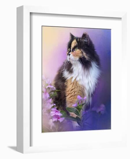 Calico Kitty in the Garden-Jai Johnson-Framed Giclee Print