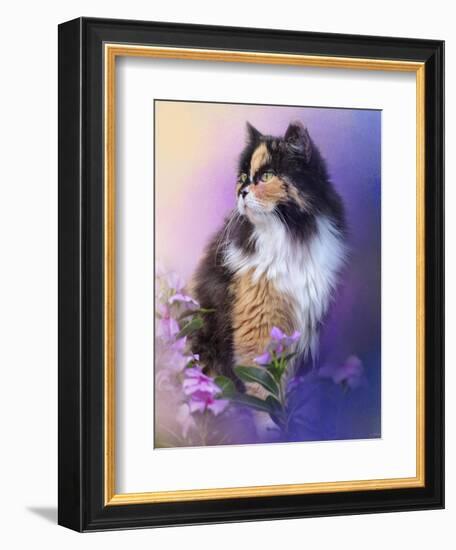 Calico Kitty in the Garden-Jai Johnson-Framed Giclee Print