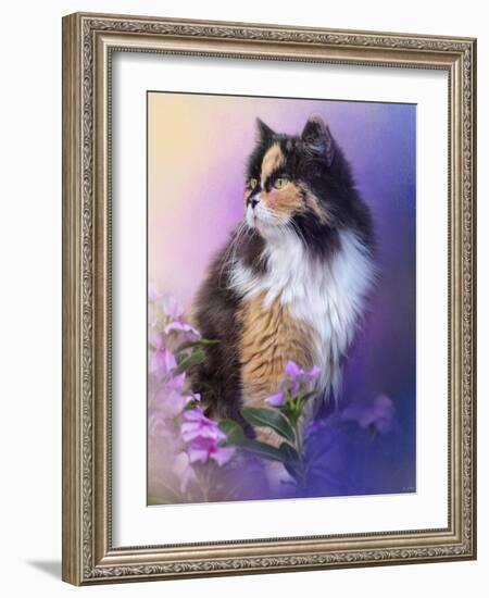 Calico Kitty in the Garden-Jai Johnson-Framed Giclee Print