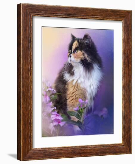 Calico Kitty in the Garden-Jai Johnson-Framed Giclee Print