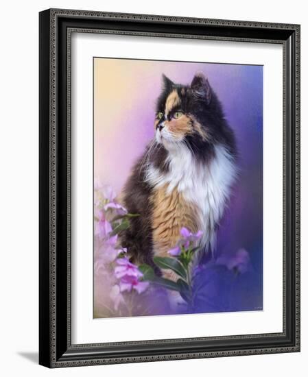 Calico Kitty in the Garden-Jai Johnson-Framed Giclee Print