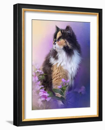 Calico Kitty in the Garden-Jai Johnson-Framed Giclee Print