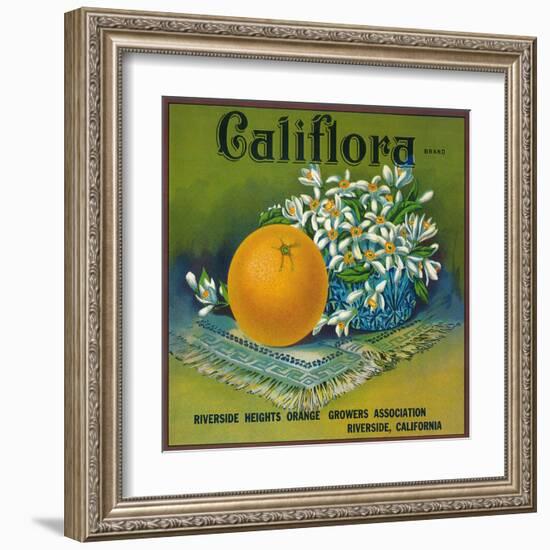 Califlora Orange Label - Riverside, CA-Lantern Press-Framed Art Print