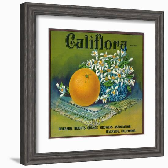 Califlora Orange Label - Riverside, CA-Lantern Press-Framed Art Print