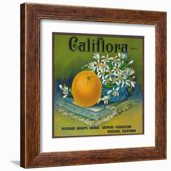 Califlora Orange Label - Riverside, CA-Lantern Press-Framed Art Print