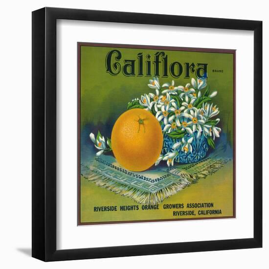 Califlora Orange Label - Riverside, CA-Lantern Press-Framed Art Print