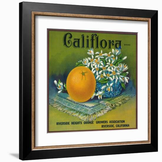 Califlora Orange Label - Riverside, CA-Lantern Press-Framed Art Print
