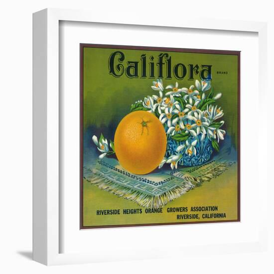 Califlora Orange Label - Riverside, CA-Lantern Press-Framed Art Print