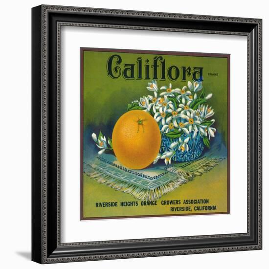 Califlora Orange Label - Riverside, CA-Lantern Press-Framed Art Print