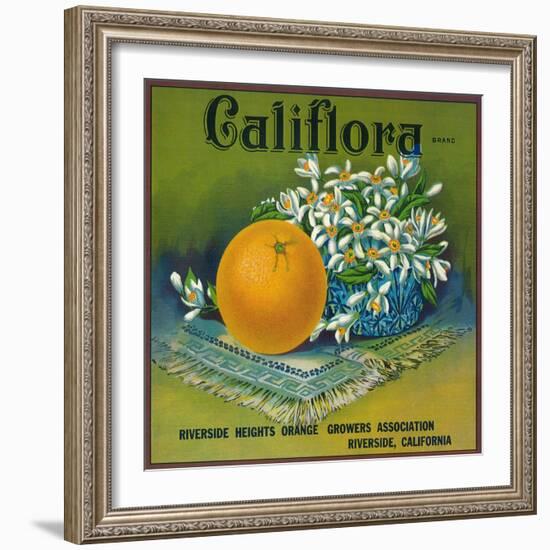 Califlora Orange Label - Riverside, CA-Lantern Press-Framed Art Print