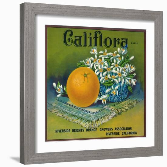 Califlora Orange Label - Riverside, CA-Lantern Press-Framed Art Print