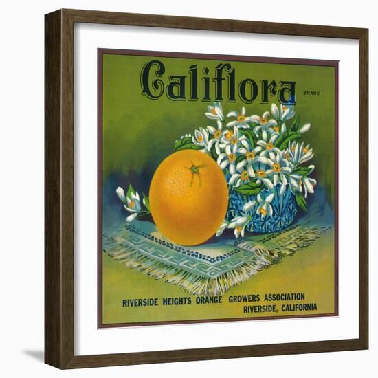 Califlora Orange Label - Riverside, CA-Lantern Press-Framed Art Print