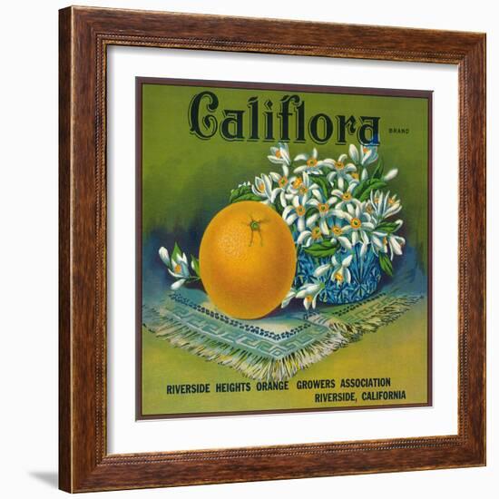 Califlora Orange Label - Riverside, CA-Lantern Press-Framed Art Print