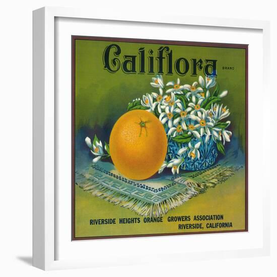 Califlora Orange Label - Riverside, CA-Lantern Press-Framed Art Print