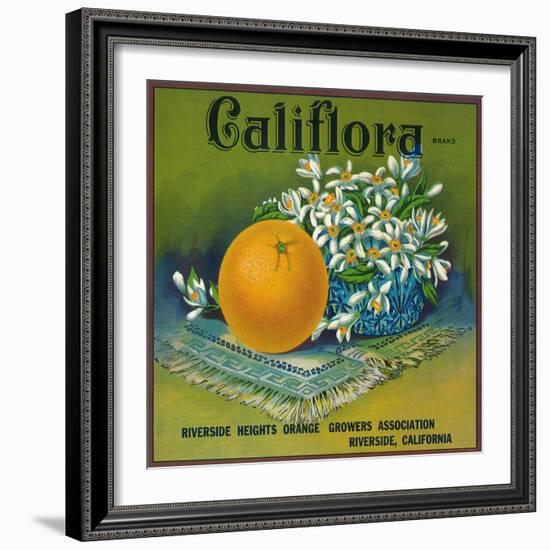 Califlora Orange Label - Riverside, CA-Lantern Press-Framed Art Print