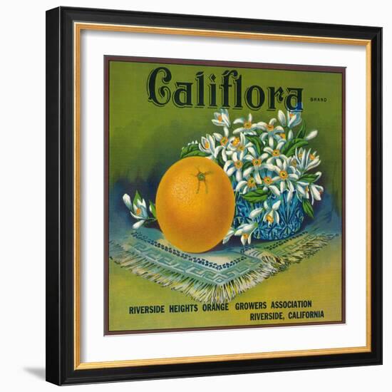 Califlora Orange Label - Riverside, CA-Lantern Press-Framed Art Print