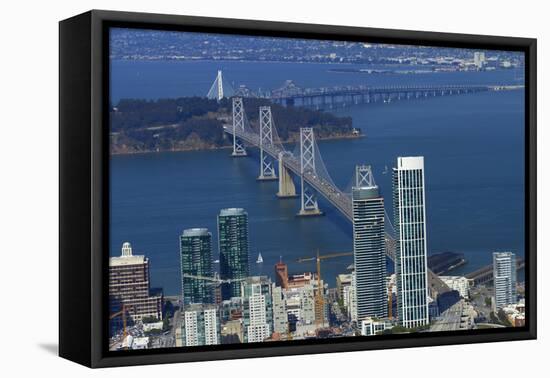 California, Aerial of Downtown San Francisco and Bridges-David Wall-Framed Premier Image Canvas