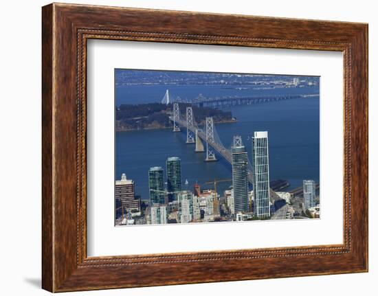 California, Aerial of Downtown San Francisco and Bridges-David Wall-Framed Photographic Print