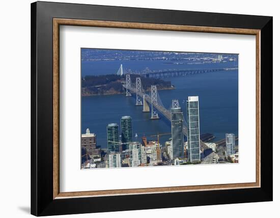 California, Aerial of Downtown San Francisco and Bridges-David Wall-Framed Photographic Print