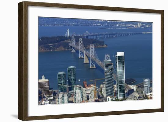 California, Aerial of Downtown San Francisco and Bridges-David Wall-Framed Photographic Print