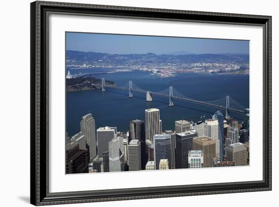 California, Aerial of Downtown San Francisco and Bridges-David Wall-Framed Photographic Print