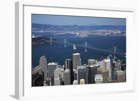 California, Aerial of Downtown San Francisco and Bridges-David Wall-Framed Photographic Print