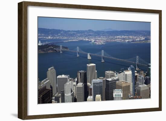 California, Aerial of Downtown San Francisco and Bridges-David Wall-Framed Photographic Print