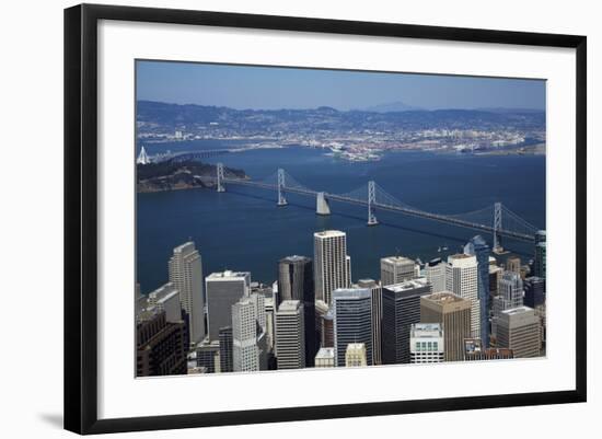 California, Aerial of Downtown San Francisco and Bridges-David Wall-Framed Photographic Print