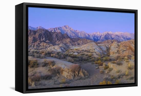 California, Alabama Hills. Sunrise on Lone Pine Peak and Mt Whitney-Don Paulson-Framed Premier Image Canvas