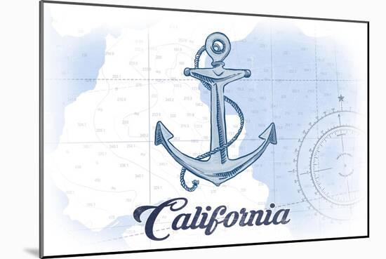California - Anchor - Blue - Coastal Icon-Lantern Press-Mounted Art Print