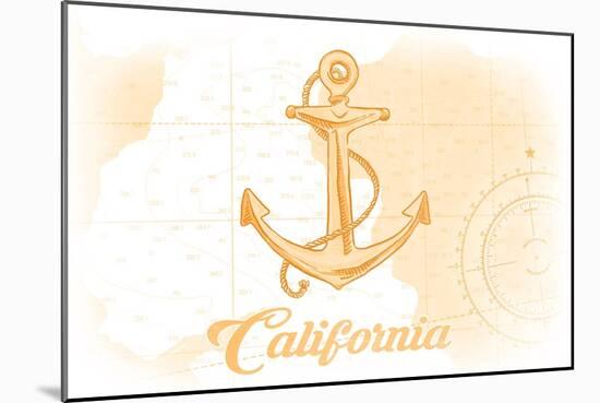 California - Anchor - Yellow - Coastal Icon-Lantern Press-Mounted Art Print