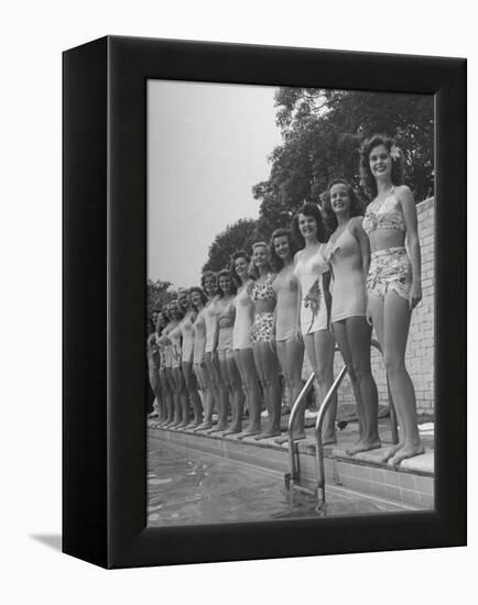 California and Florida Bathing Beauties Participating in a Contest-Peter Stackpole-Framed Premier Image Canvas