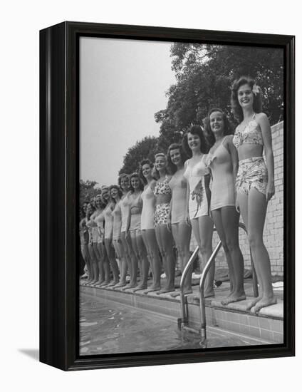 California and Florida Bathing Beauties Participating in a Contest-Peter Stackpole-Framed Premier Image Canvas