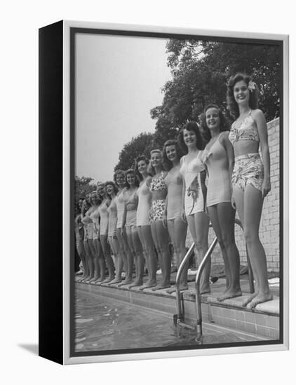 California and Florida Bathing Beauties Participating in a Contest-Peter Stackpole-Framed Premier Image Canvas