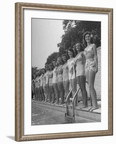 California and Florida Bathing Beauties Participating in a Contest-Peter Stackpole-Framed Photographic Print