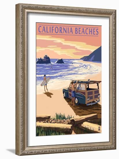 California Beaches - Woody on Beach-Lantern Press-Framed Art Print