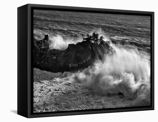 California, Big Sur, Big Wave Crashes Against Rocks and Trees at Julia Pfeiffer Burns State Park-Ann Collins-Framed Premier Image Canvas