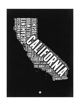 'California Black and White Map' Art Print - NaxArt | Art.com