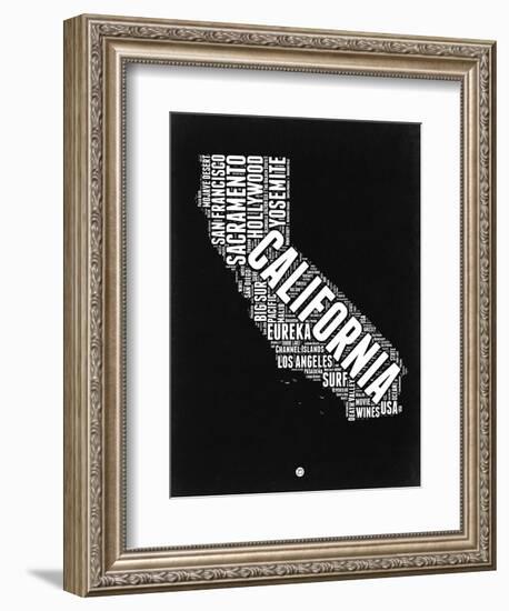 California Black and White Map-NaxArt-Framed Premium Giclee Print