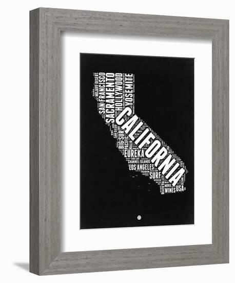 California Black and White Map-NaxArt-Framed Premium Giclee Print