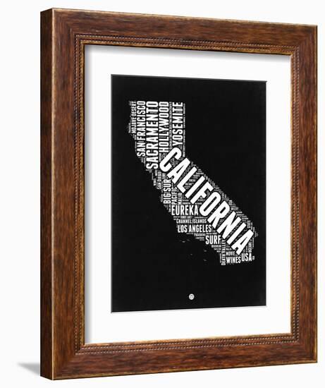 California Black and White Map-NaxArt-Framed Premium Giclee Print