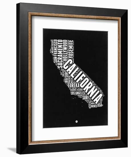 California Black and White Map-NaxArt-Framed Premium Giclee Print