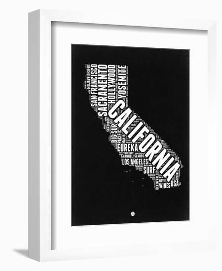 California Black and White Map-NaxArt-Framed Premium Giclee Print